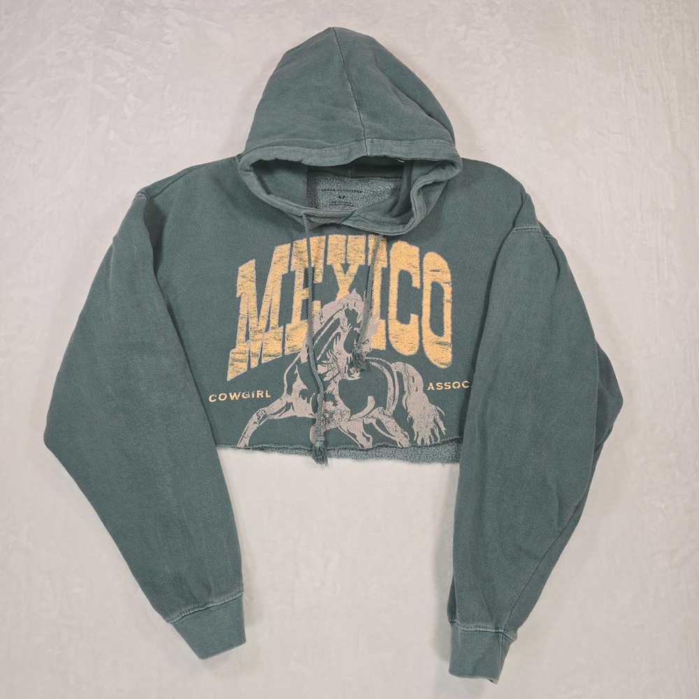 Urban Outfitters Mexico Cowgirl Association Cropped Hoodie Green Small